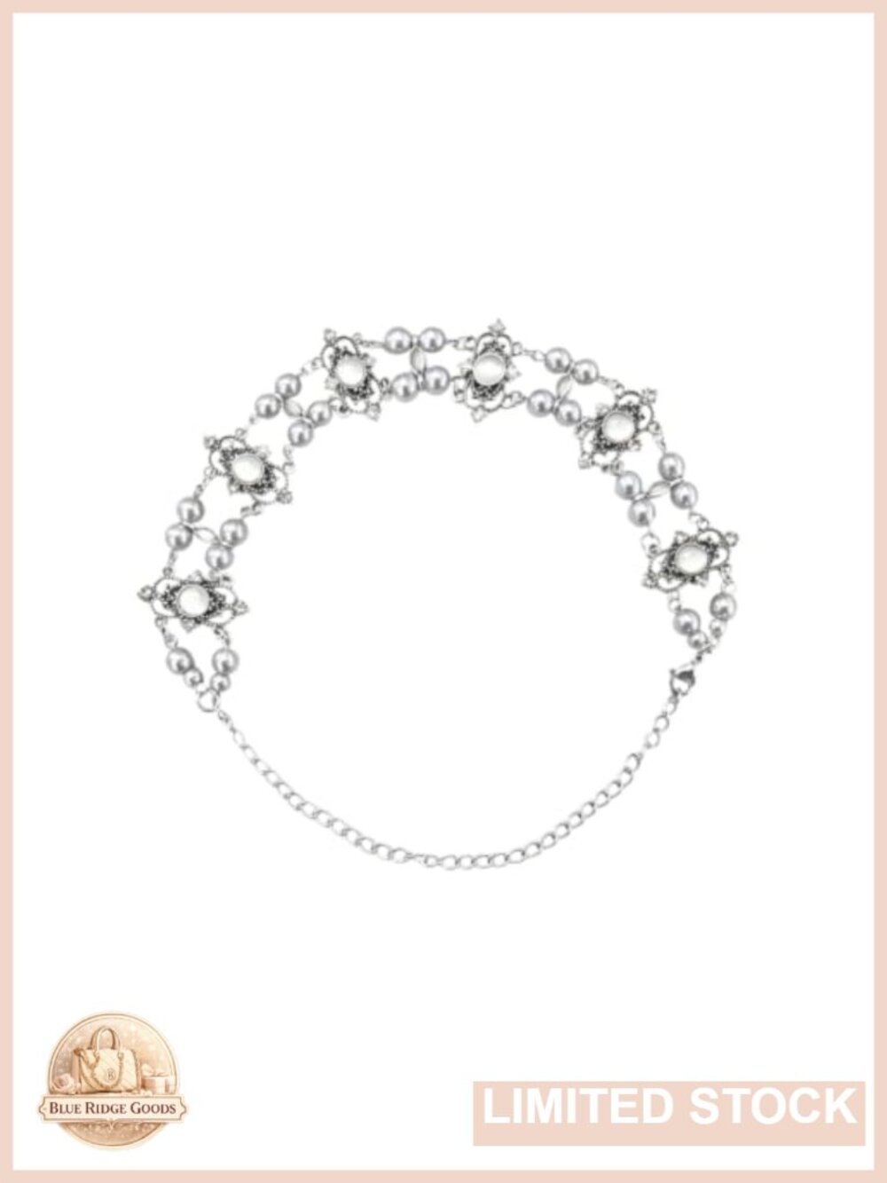 Victorian Pearl Choker Antique Silver Gothic Necklace Acrylic Women